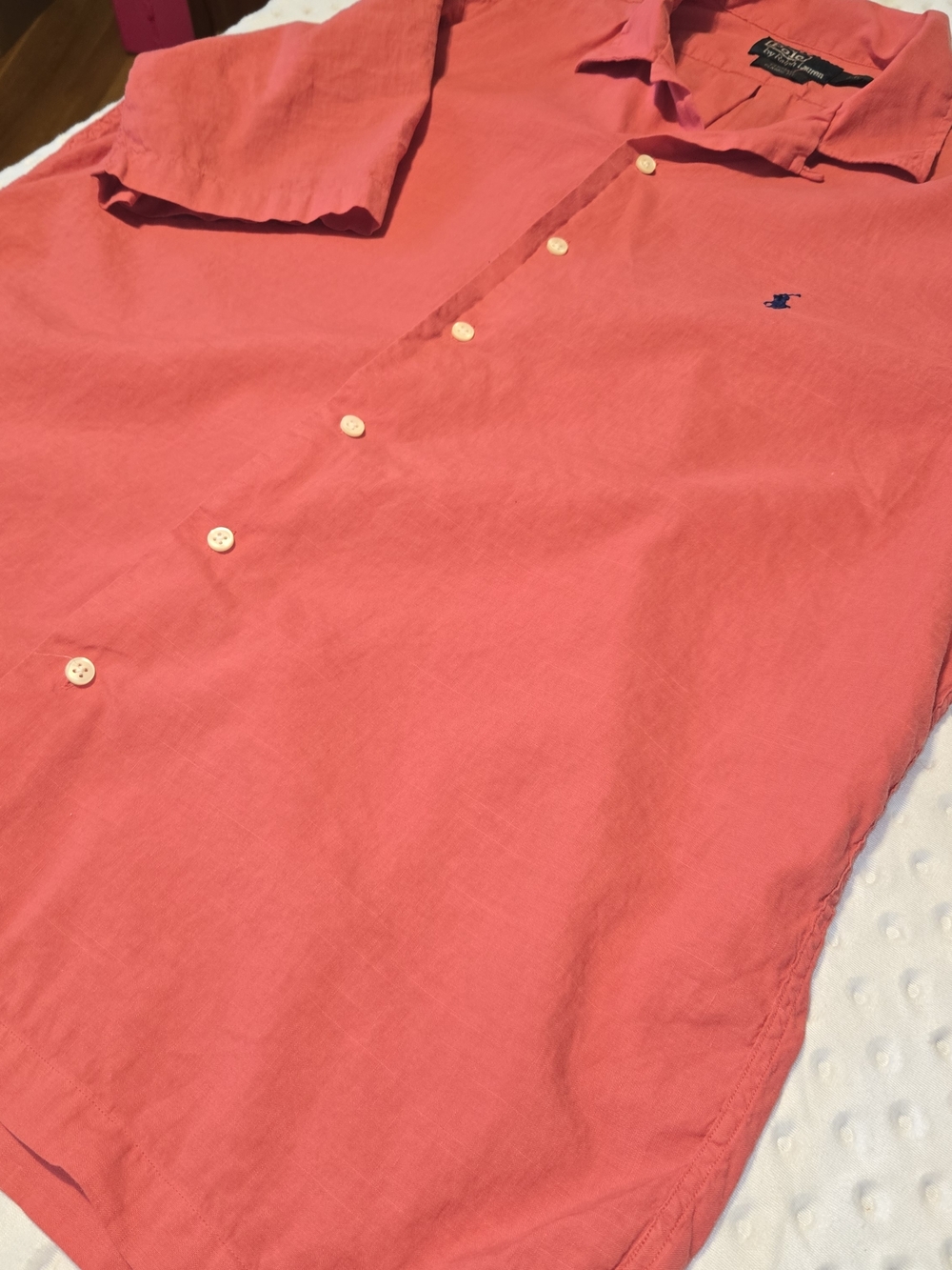 Ralph Lauren Short Sleeve Button Down‎ Linen Blend Shirt Size Large